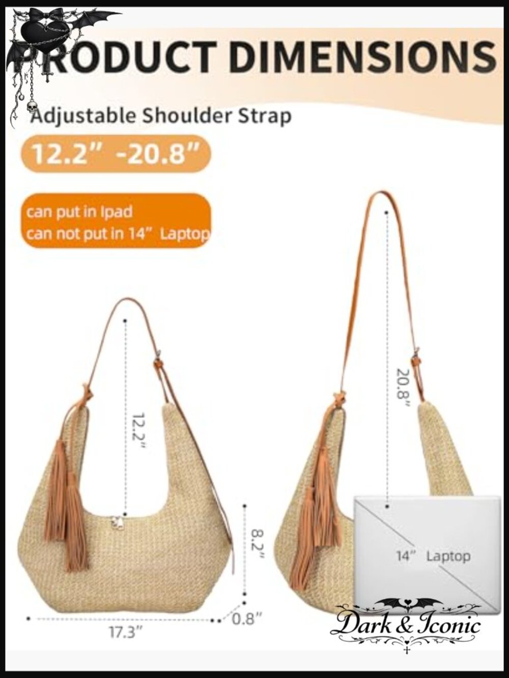 Hobo Shoulder Bag for Women Summer Beach Crescent Crossbody Purse - Picture 5 of 7